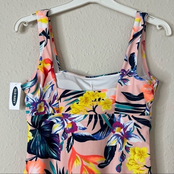 Old Navy Square Neck One Piece Tropical Floral Print Swimsuit Size Small - Picture 7 of 9